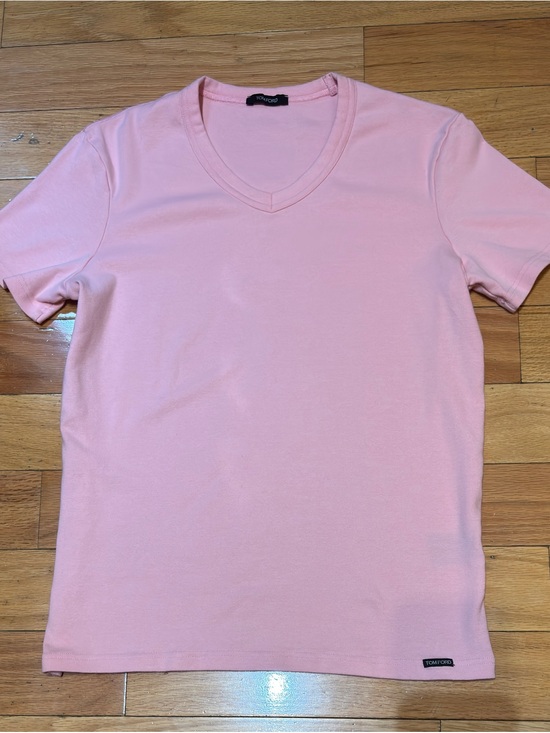 Tom Ford Other - TOM FORD Pink V-Neck Short Sleeve Unisex T-Shirt - Cotton Blend - Logo - Size M
